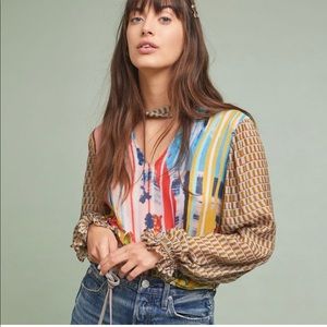 Anthropologie retro peasant blouse
